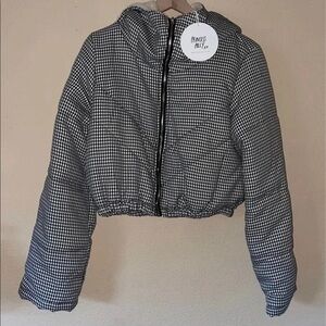 Princess Polly Monochrome Checkered Puffer Jacket